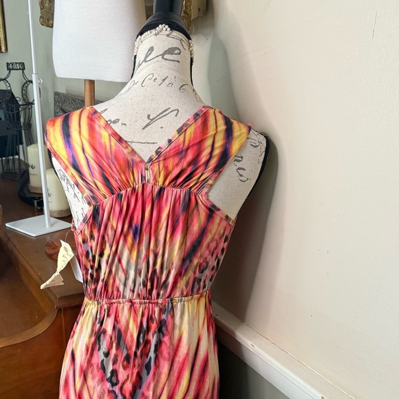 ONE WORLD Red Pink Cheetah Maxi Sundress V-Neck Sleeveless NWT 88.00‼️FINAL SALE - Picture 6 of 10